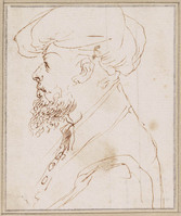 D 024
<br/>
Baardige manskop met baret, in profiel
<br/>
<em>Bella, Stefano della (1610-1664)</em>